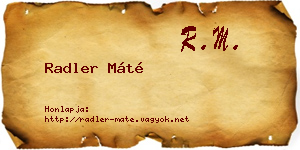 Radler Máté névjegykártya